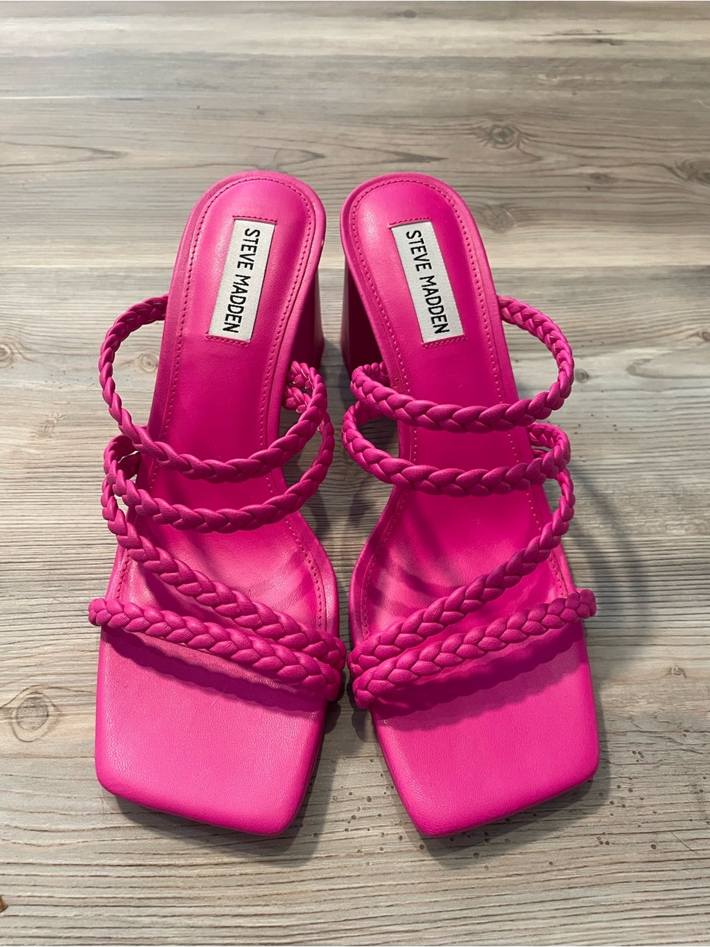 Steve Madden Hot Pink Braided Strap Heeled Slides